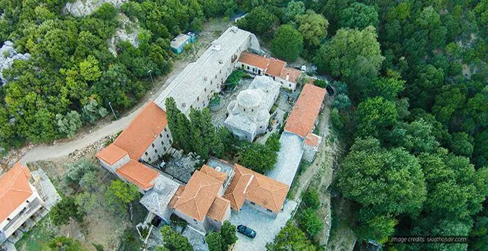 Evangelistria Monastery among the pines
